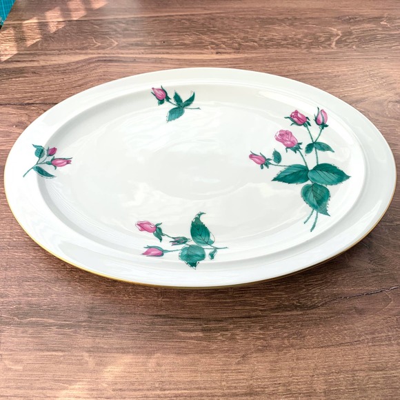 1952 Easterling Bavaria Radiance - Pink Roses Gold Trim - Oval Serving Platter - Picture 2 of 3